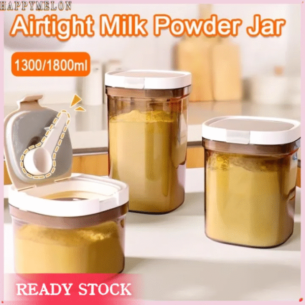 【READY】1300/1800ml Baby Milk Powder Container Anti-UV Storage Box One Press Button Food Storage Tank Sealed Box Seasoning Jar Keep Fresh 密封罐