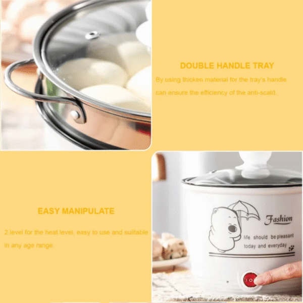 1.8L Non Stick Electric Pot /Mini Rice Cooker With Steamer Frying Pan Electric Cooker Cooking Pot Periuk Nasi - Image 3