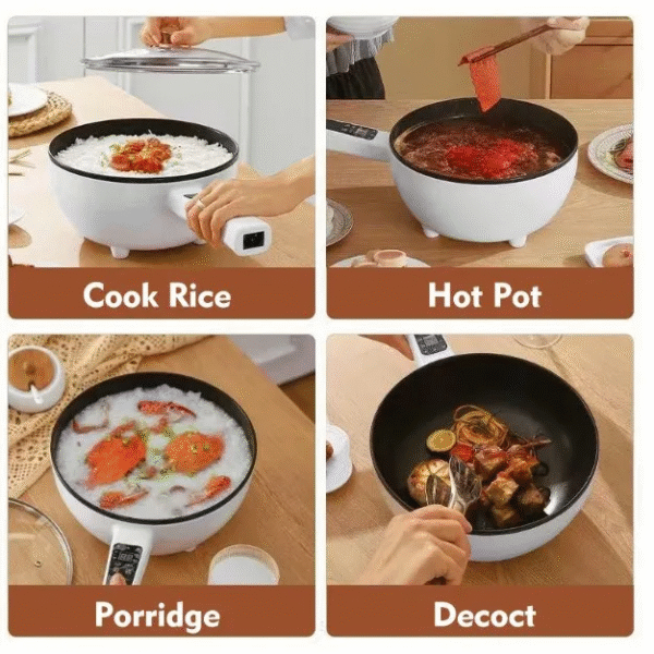 Malaysia 3 pin plug Electric Frying Pan 4L Big Capacity Smart Multifunctional Non-Stick With Steamer Cooking Pot - Image 2