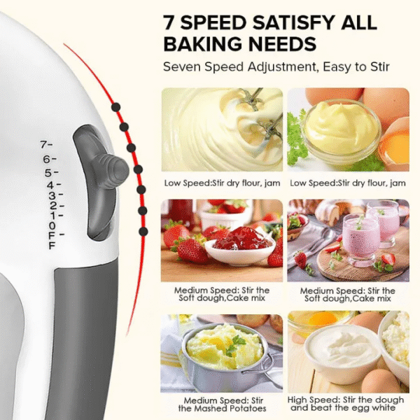 7 Speed Mini Electric Hand Mixer Egg Beater Handheld For Baking Cake Cream Whisk Food Dough Tepung Pengadun Mesin - Image 5
