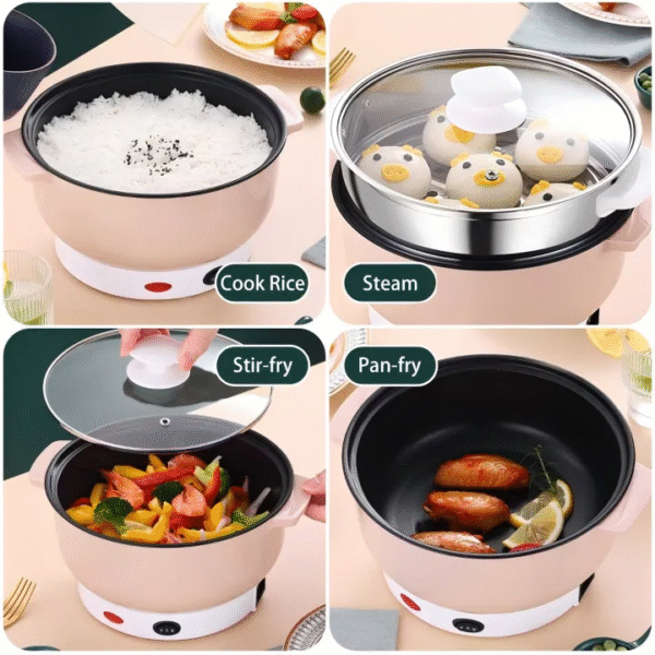 1000W 3.5L Electric Cooker – Multi-Function, Non-Stick Double Handle Pot for All-in-One Cooking - Image 3