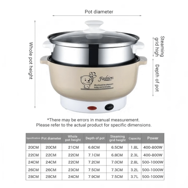 1000W 3.5L Electric Cooker – Multi-Function, Non-Stick Double Handle Pot for All-in-One Cooking - Image 2
