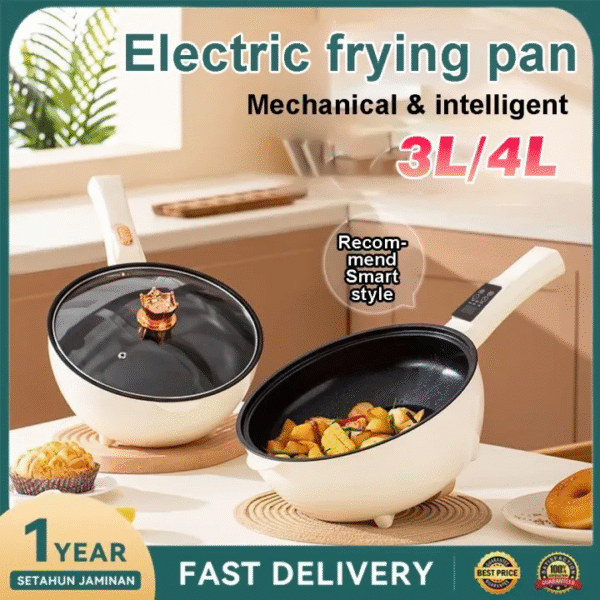 Malaysia 3 pin plug Electric Frying Pan 4L Big Capacity Smart Multifunctional Non-Stick With Steamer Cooking Pot